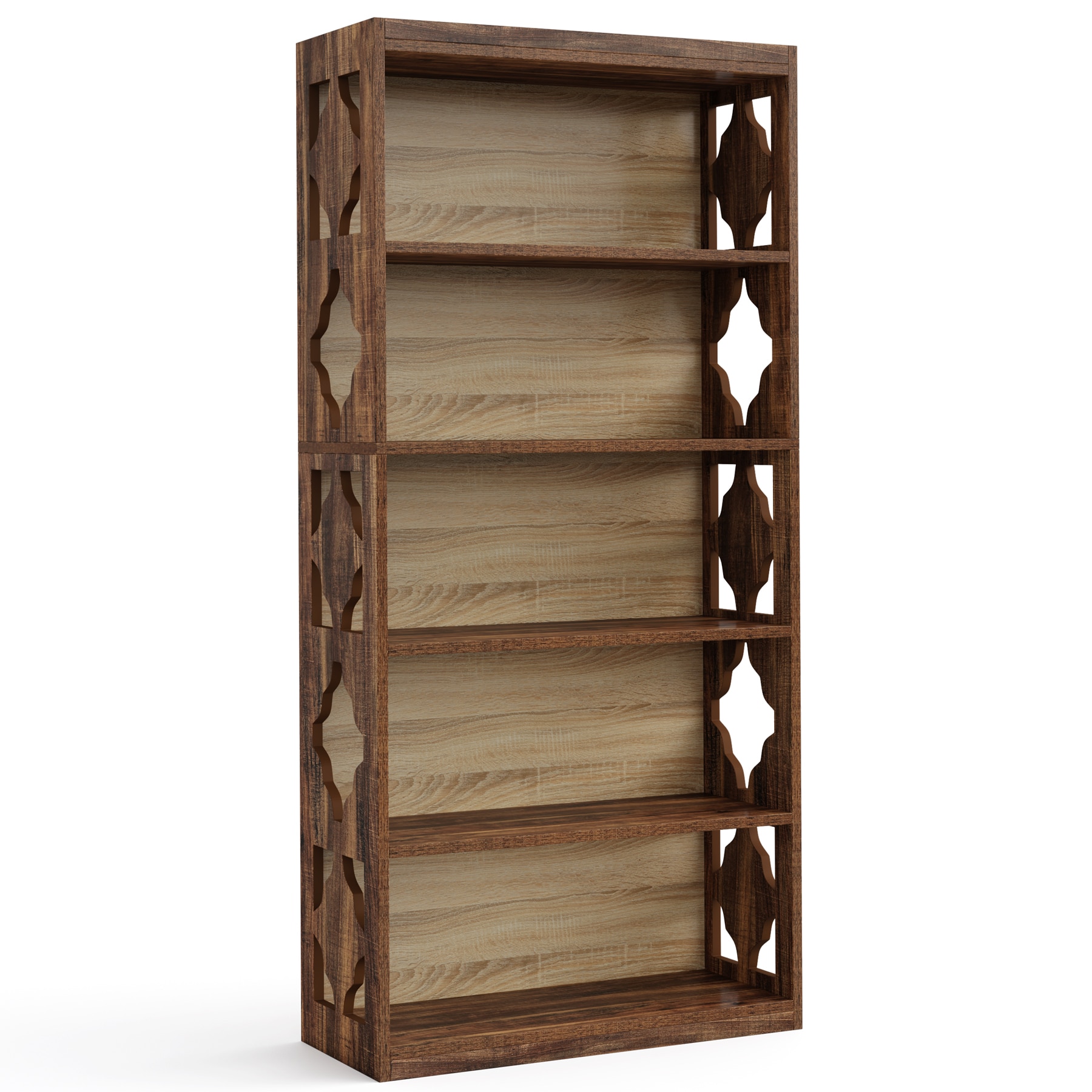 6 Tier Bookshelf, Wood Bookcase With Storage Shelving Unit_voghion.com